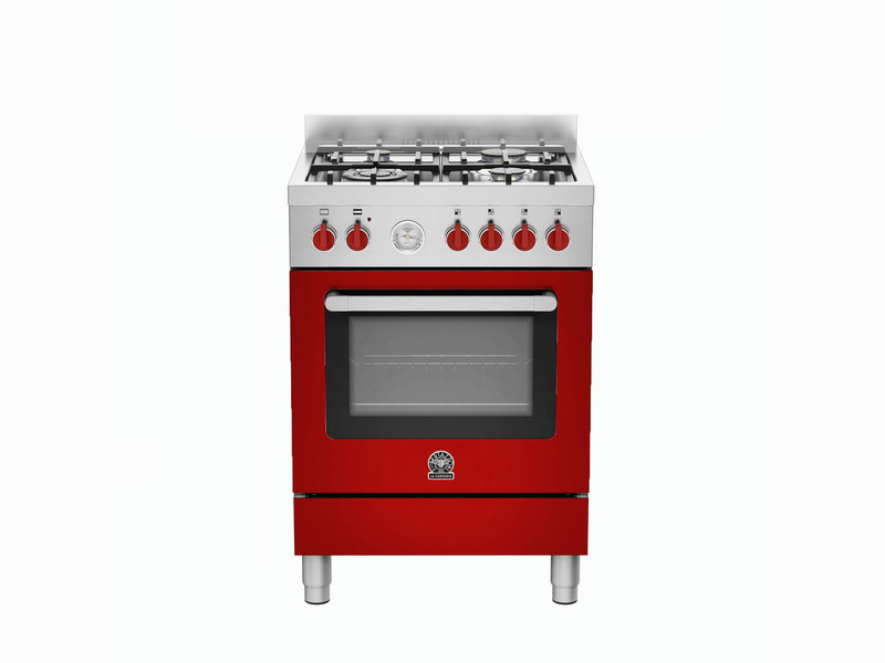 Bertazzoni La Germania RI6 4C 71 B XR Freistehend Gas hob A Rot, Edelstahl Küchenherd