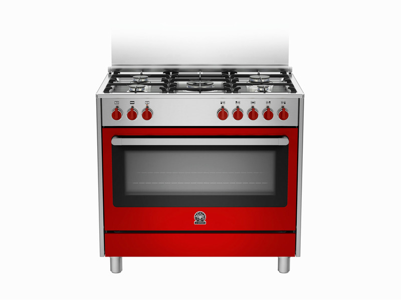 Bertazzoni La Germania RIS9 5C 61 C XR Отдельностоящий Gas hob A Красный, Нержавеющая сталь кухонная плита