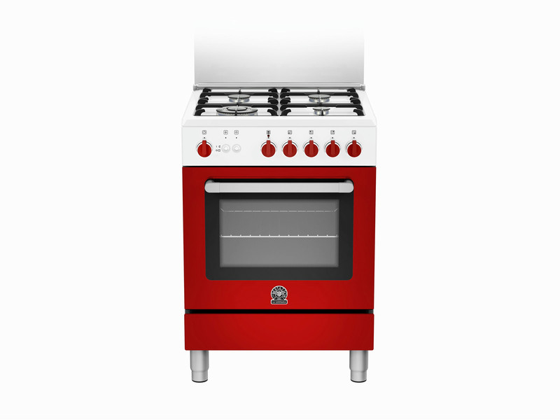 Bertazzoni La Germania RI6 4C 71 C WR Freistehend Gas hob A+ Rot, Edelstahl Küchenherd