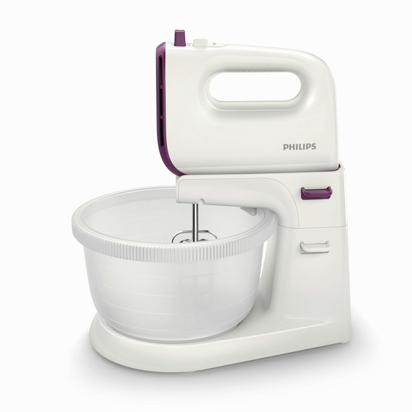 Philips Viva Collection HR3745/10 Стационарный миксер 450Вт Пурпурный, Белый миксер