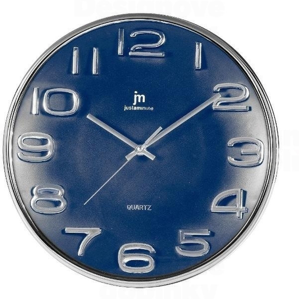 Lowell Justaminute 00810 Quartz wall clock Kreis Blau, Chrom