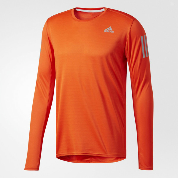 Adidas Response Base layer shirt XS Long sleeve Crew neck Polyester Orange