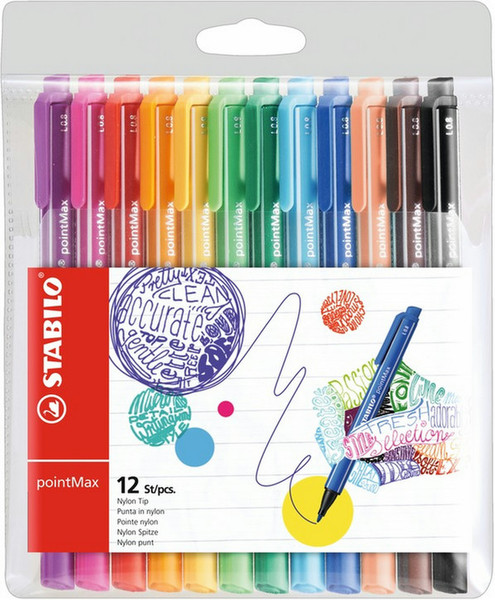 Stabilo pointMax Black,Blue,Brown,Green,Light Blue,Light Green,Orange,Pink,Purple,Red,Yellow 12pc(s) fineliner