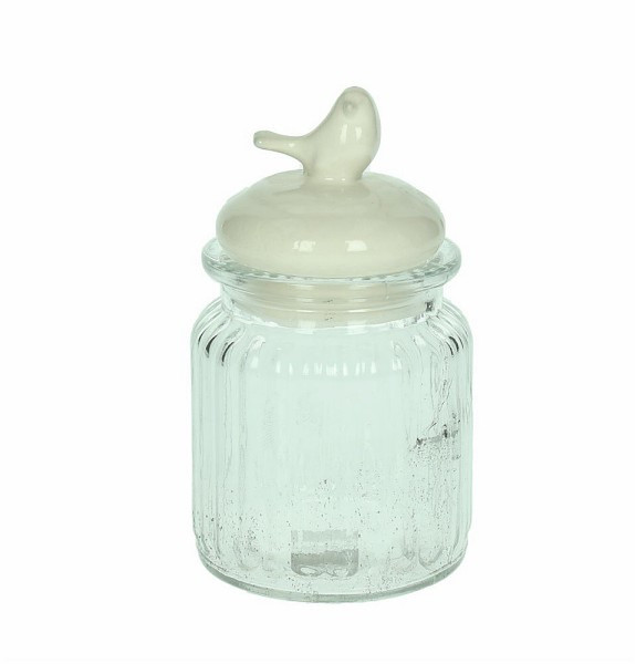 Andrea Fontebasso T65PS080063 Round Glass,Porcelain Transparent,White jar