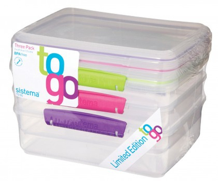 Sistema 2L Three Pack Rectangular Box 2L Green,Pink,Translucent,Violet 3pc(s)