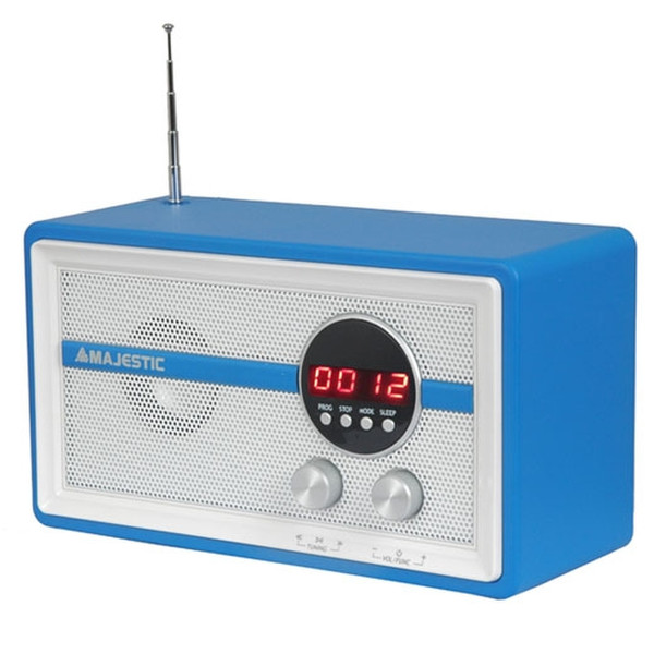 New Majestic WR-140 MP3 USB Часы Цифровой Синий, Белый радиоприемник