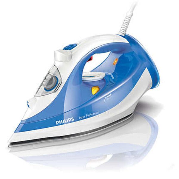 Philips Azur Performer GC3810/27 Steam iron SteamGlide Plus soleplate 2400W Blue,White iron