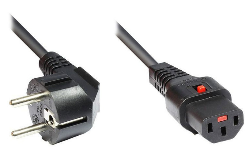 Alcasa 1500-IEC20 2m CEE7/7 Schuko C13 coupler Black power cable