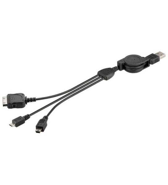 Alcasa GC-0882 0.75м USB Micro USB, Mini USB, Lighting Черный дата-кабель мобильных телефонов