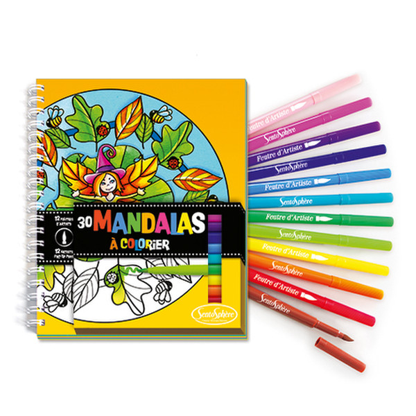 SentoSphere Carnet de Coloriage Mandalas + Feutres Книжка-раскраска
