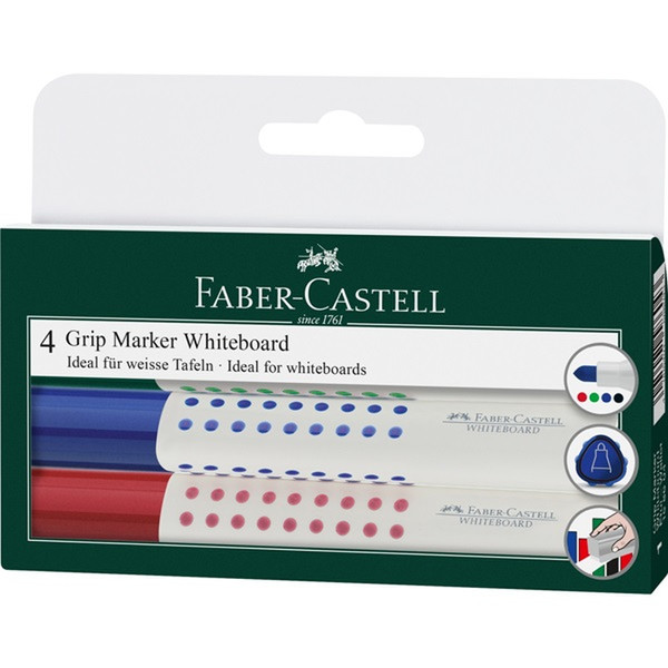 Faber-Castell 1583 Conical tip Schwarz, Blau, Grün, Rot 4Stück(e) Marker