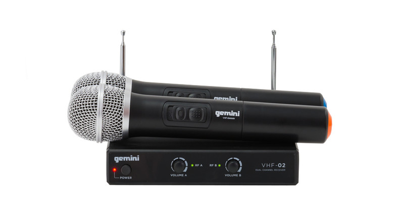 Gemini VHF-02M Stage/performance microphone Wireless Black