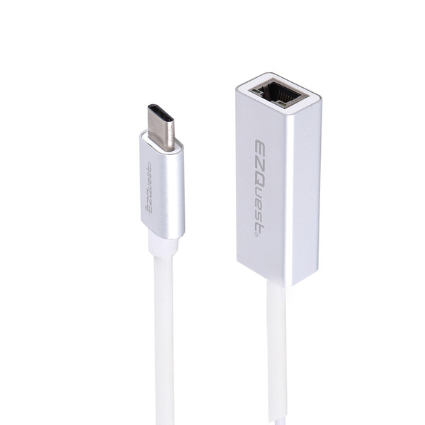 EZQuest X40091 USB C / Thunderbolt 3 Gigabit Ethernet Алюминиевый, Белый кабельный разъем/переходник