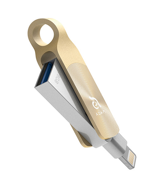 Adam Elements iKlips DUO+ 64ГБ USB 3.0 (3.1 Gen 1) Type-A Золотой USB флеш накопитель