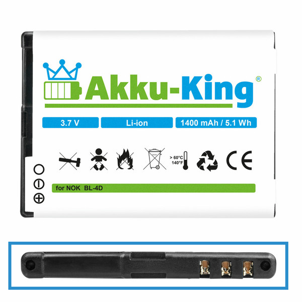 Akku-King 20106717 Lithium-Ion 1400mAh 3.7V rechargeable battery