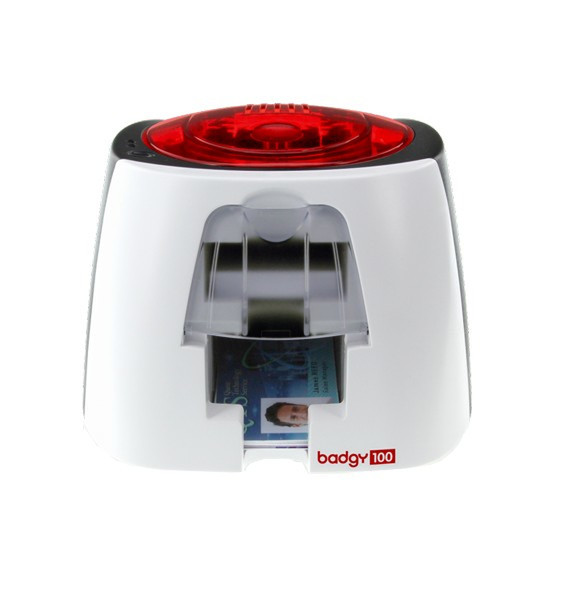 Evolis Badgy100 Farbstoffsublimation/Wärmeübertragun Farbe 260 x 300DPI Schwarz, Rot, Weiß Plastikkarten-Drucker