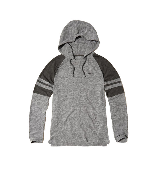 Hollister Colorblock Jersey Hooded Men's T-Shirt - Grey