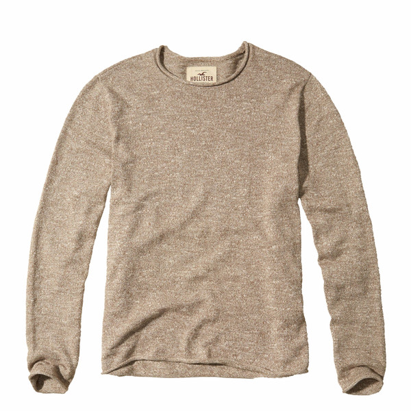 Hollister Rolled Hem Crew Men's Sweater - Brown