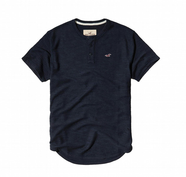 Hollister Textured Boucle Henley Men's T-Shirt - Navy