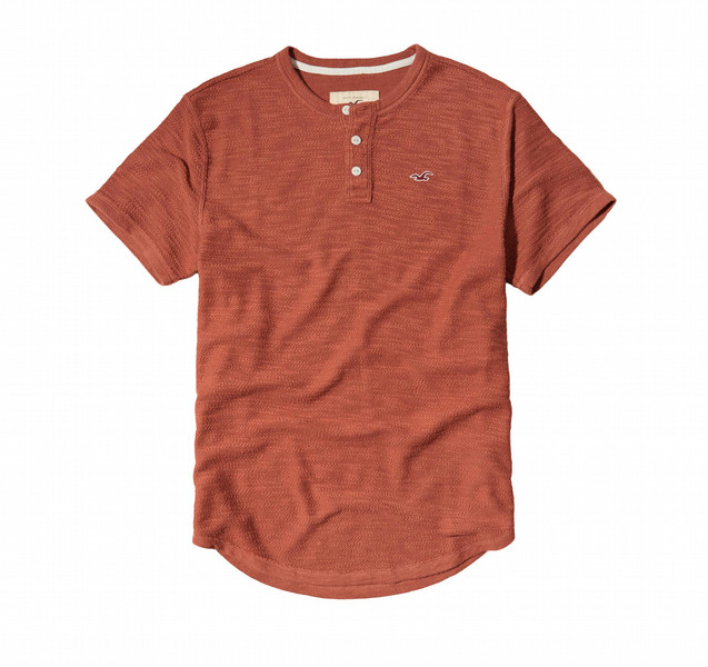 Hollister Textured Boucle Henley Men's T-Shirt - Orange