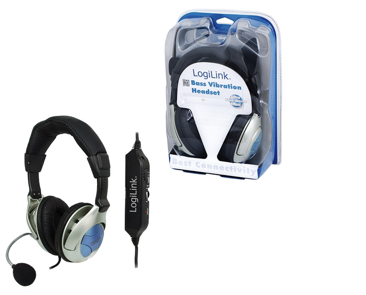 LogiLink Stereo Headset Стереофонический Проводная Черный, Cеребряный гарнитура мобильного устройства