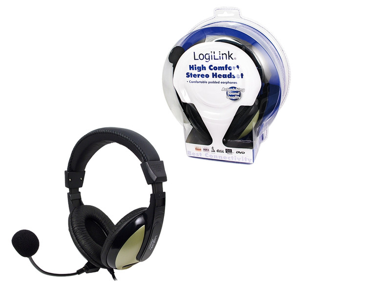 LogiLink Stereo Headset Стереофонический Проводная Черный гарнитура мобильного устройства