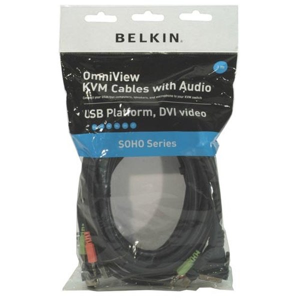 Belkin SOHO Series USB/DVI KVM Cable 3m Schwarz Tastatur/Video/Maus (KVM)-Kabel