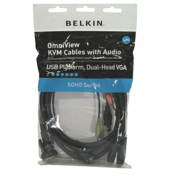 Belkin SOHO Series USB/Dual-Head KVM Cable 3м Черный кабель клавиатуры / видео / мыши