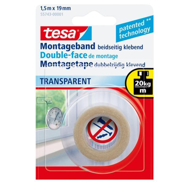 TESA Nastro biadesivo 19mm x 1.5m 1.5m Transparent stationery/office tape