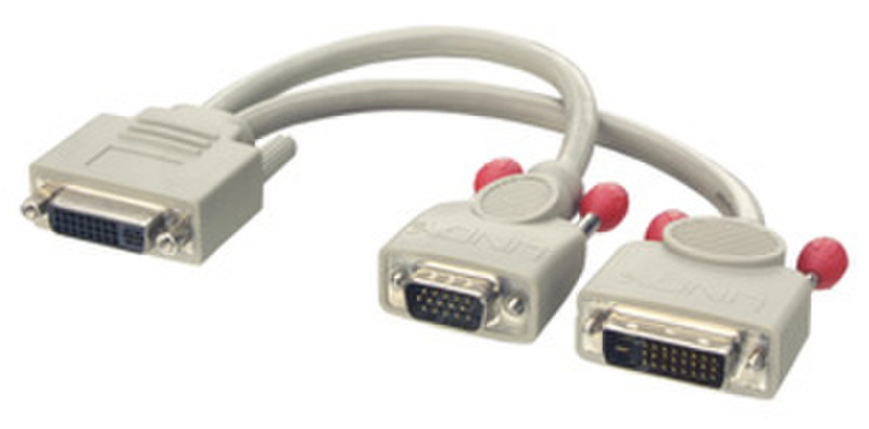 Lindy DVI-I/DVI-D + VGA Monitor Cable 0.2m DVI-I DVI-D Grau DVI-Kabel