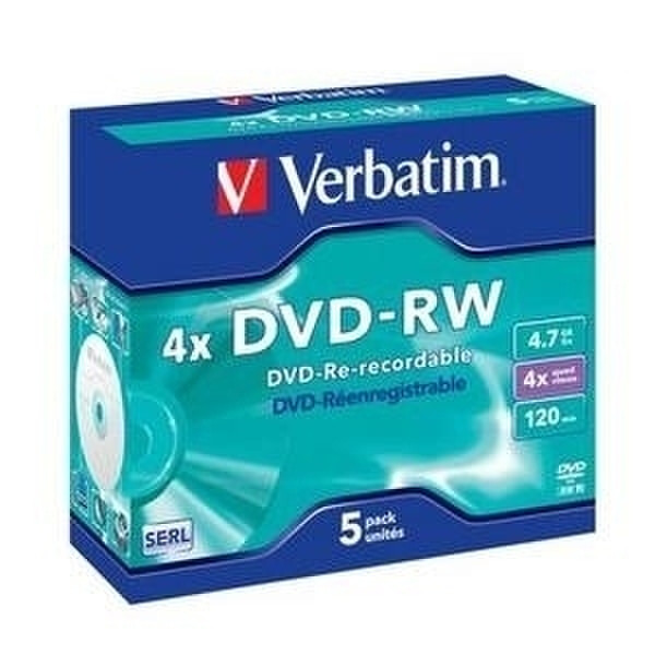 Verbatim DVD-RW Matt Silver 4x 4.7GB DVD-RW 5pc(s)