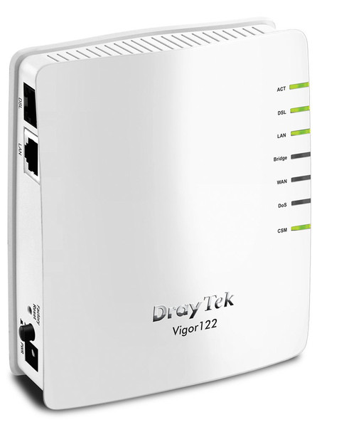 Draytek Vigor122 Eingebauter Ethernet-Anschluss ADSL2+ Weiß Kabelrouter