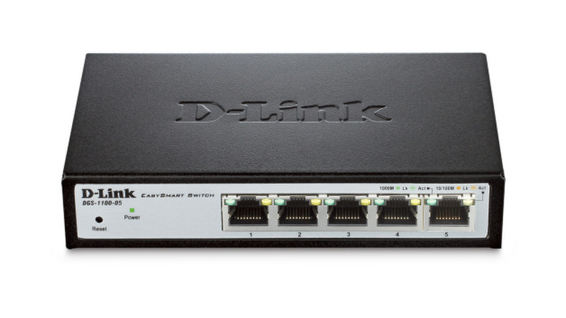 D-Link DGS-1100-05 Управляемый L2 Gigabit Ethernet (10/100/1000) Черный, Серый