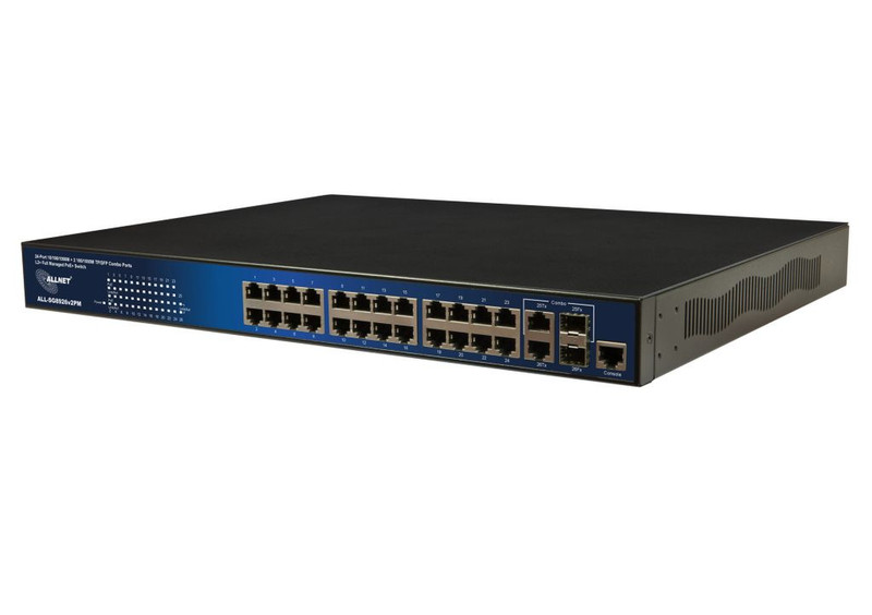 ALLNET 137465 Управляемый L2 Gigabit Ethernet (10/100/1000) Power over Ethernet (PoE) 19U Черный сетевой коммутатор