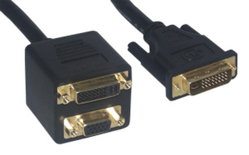 MCL Adapteur EN Cable DVI-I M / HD15 FM + DVI-I FM 0.2м DVI-I DVI-I Черный DVI кабель