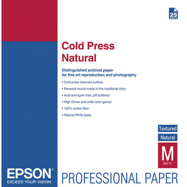 Epson Cold Press Natural, A3+, 25 Blatt Druckerpapier