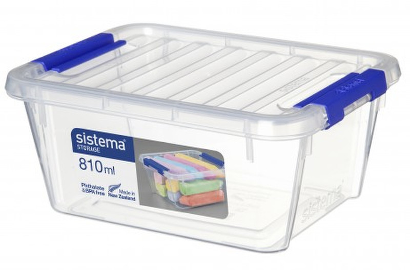 Sistema 810ml Small Storage Rectangular Box 0.81L Blue,Transparent 1pc(s)