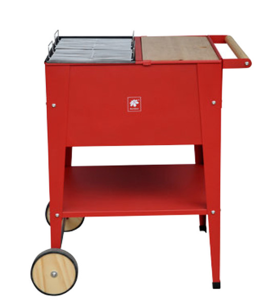 Herstera BBQ 2 Barbecue Cart Charcoal Red