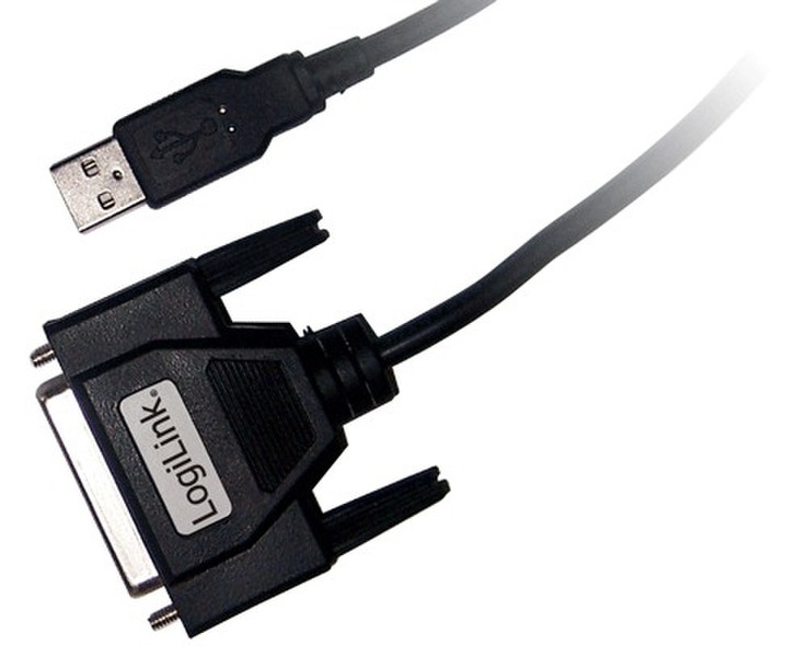 LogiLink USB / D-SUB 25 Adapter Cable, 1.8m 1.8m USB D-sub (DB-25) Black