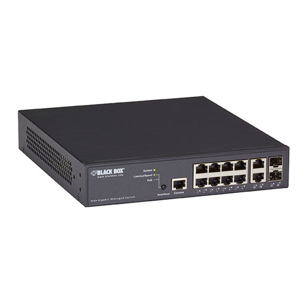 Black Box LPB2910A Managed L2 Gigabit Ethernet (10/100/1000) Power over Ethernet (PoE) 1U Black network switch