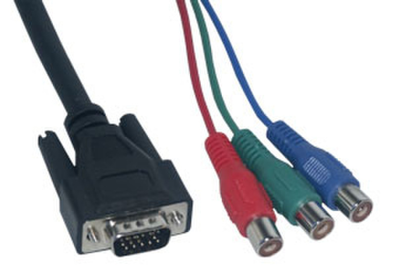 MCL Cable Adapteur VGA / YUV 0.2м VGA (D-Sub) 3 x RCA Черный