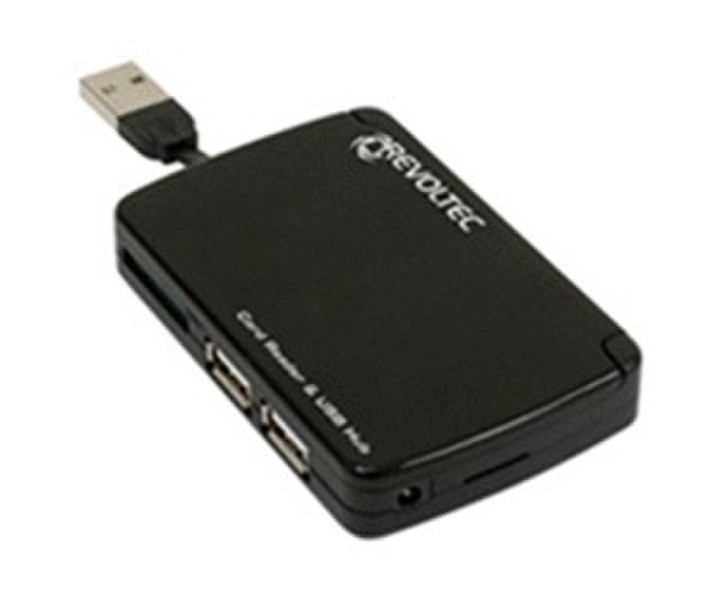 Revoltec Portable Cardreader 70 in 1 & USB2.0 Hub Schwarz Kartenleser