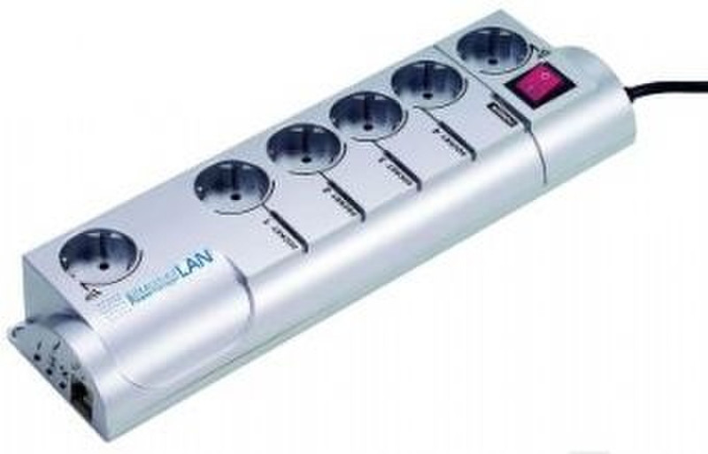 Gembird Silver Shield programmable power outlet strip Silver surge protector