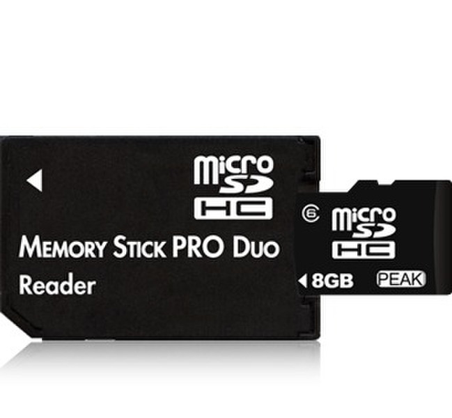 PEAK microSDHC Card & MS Pro Duo Adapter 8GB 8GB MicroSDHC memory card