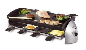 Princess Silver Family Gourmet & Raclette 1100W Schwarz, Silber