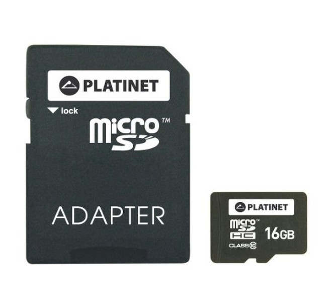 Platinet 16GB MicroSDHC + Adapter SD 16GB MicroSDHC Klasse 10 Speicherkarte