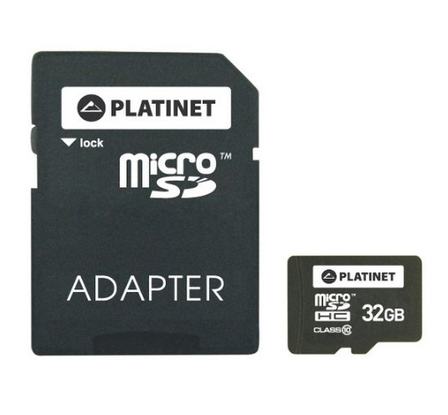 Platinet 32GB MicroSDHC + Adapter SD 32GB MicroSDHC Class 10 memory card