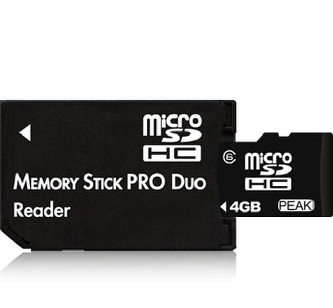 PEAK microSDHC Card & MS Pro Duo Adapter 4GB 4GB MicroSDHC memory card