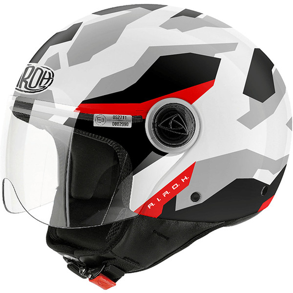 Airoh CPCA38 Helm mit offenem Visier Schwarz, Grau, Weiß Motorradhelm
