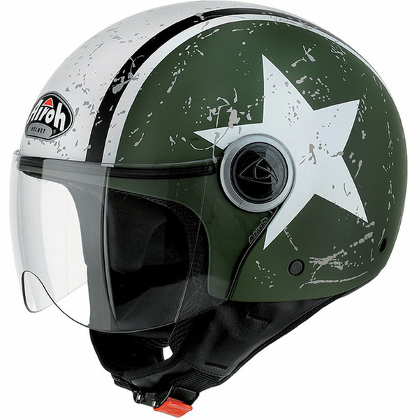 Airoh CPSH70 Helm mit offenem Visier Grün, Weiß Motorradhelm